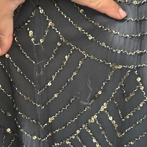 Adrianna Papell Beaded Dress in a slate/grayish blue color - Picture 2 of 3